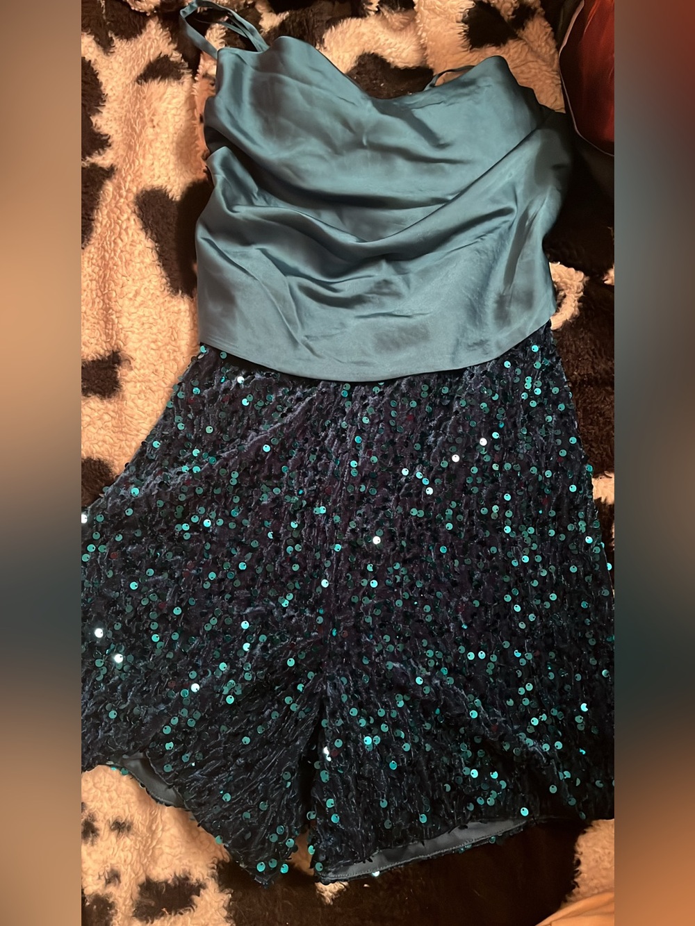 Fashion Nova Emerald green Sequin Jumpsuit